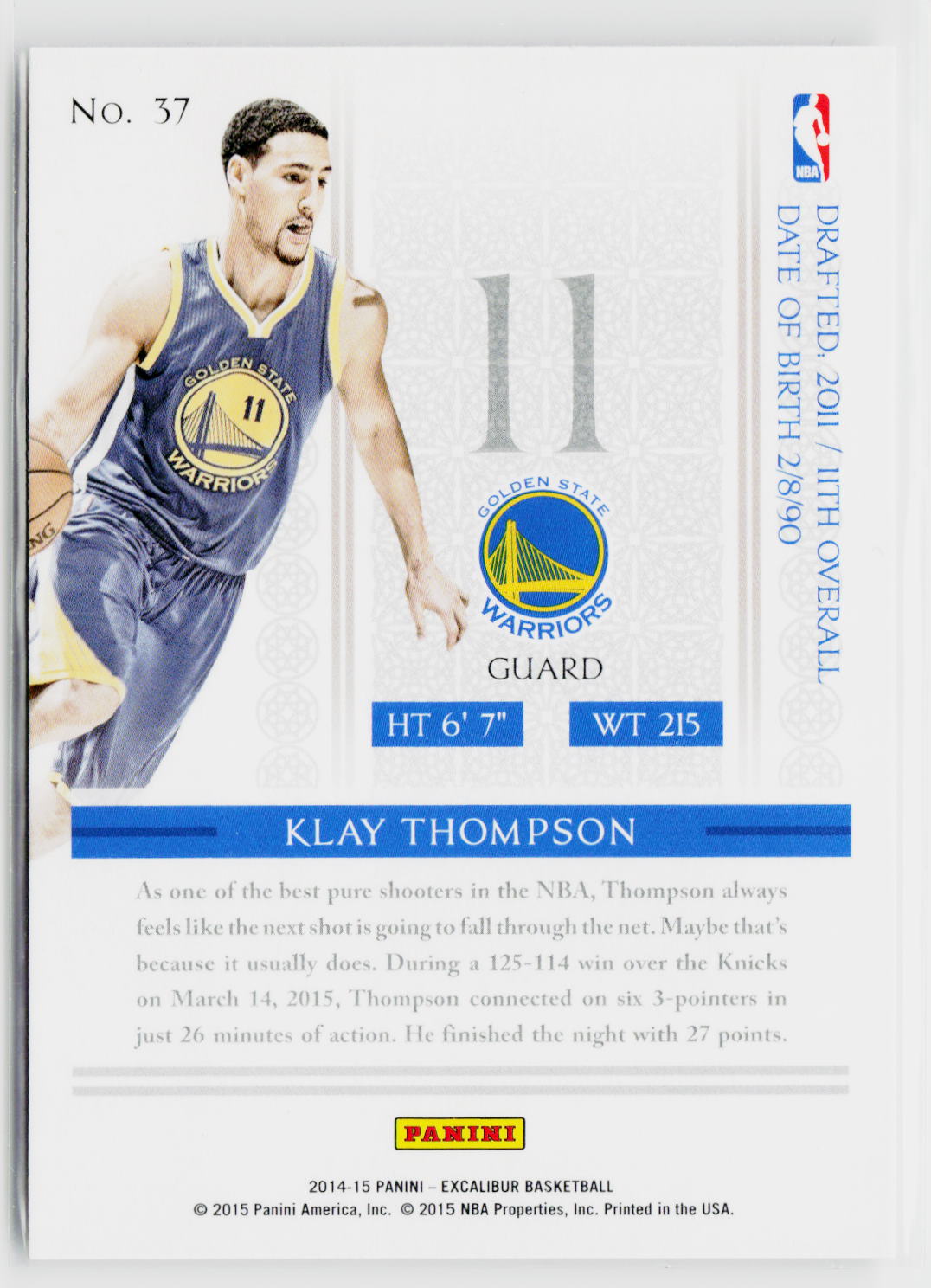 2014-15 Panini Excalibur #37 Klay Thompson-3