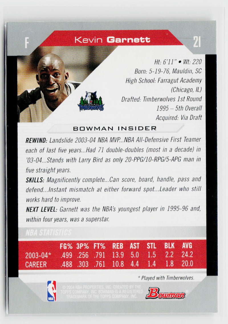 2004-05 Bowman #21 Kevin Garnett-2