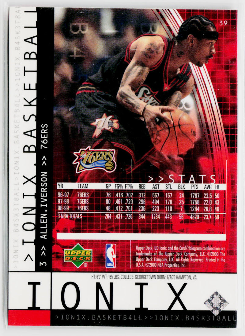 1999-00 Upper Deck Ionix #39 Allen Iverson-2