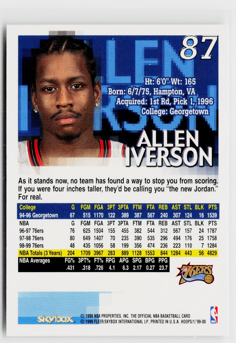 1999-00 Hoops #87 Allen Iverson-2