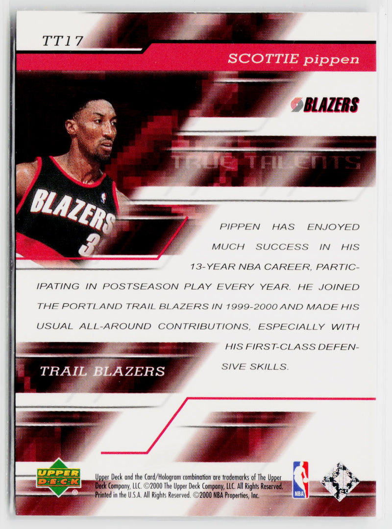 2000-01 Upper Deck #TT17 Scottie Pippen True Talents-2