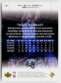 2000-01 SP Authentic #58 Tracy McGrady-2