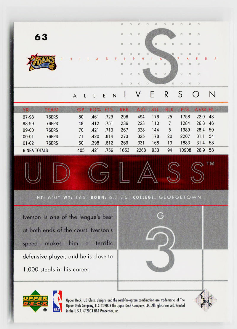 2002-03 UD Glass #63 Allen Iverson-4