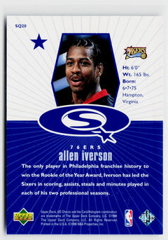 1998-99 UD Choice #SQ20 Allen Iverson StarQuest Blue-2
