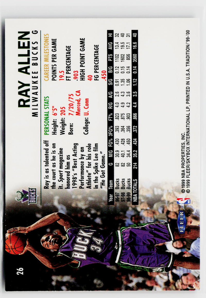 1999-00 Fleer Tradition #26 Ray Allen-2