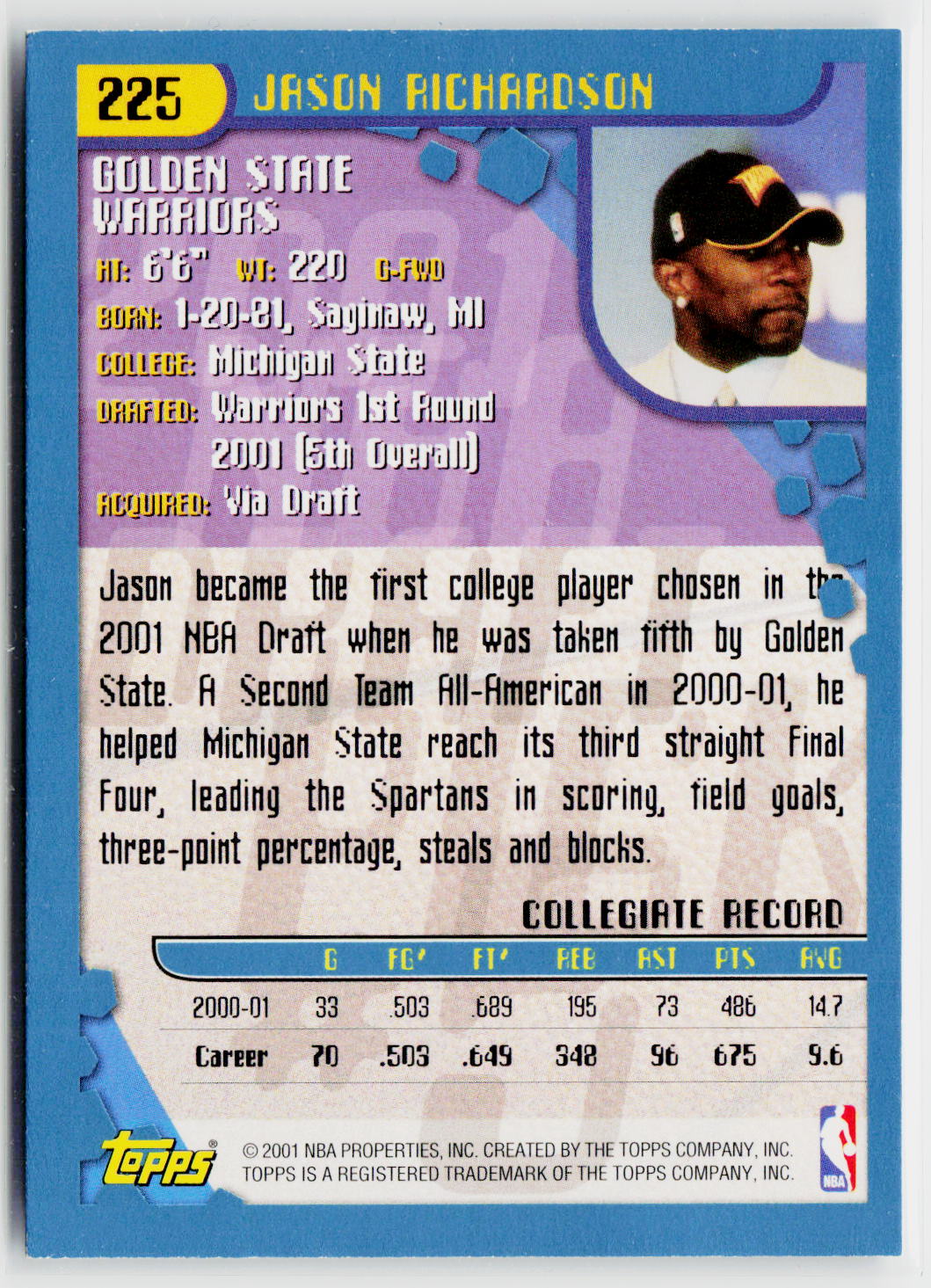 2001-02 Topps #225 Jason Richardson-2