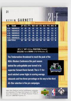 2000-01 Upper Deck Hardcourt #31 Kevin Garnett-2