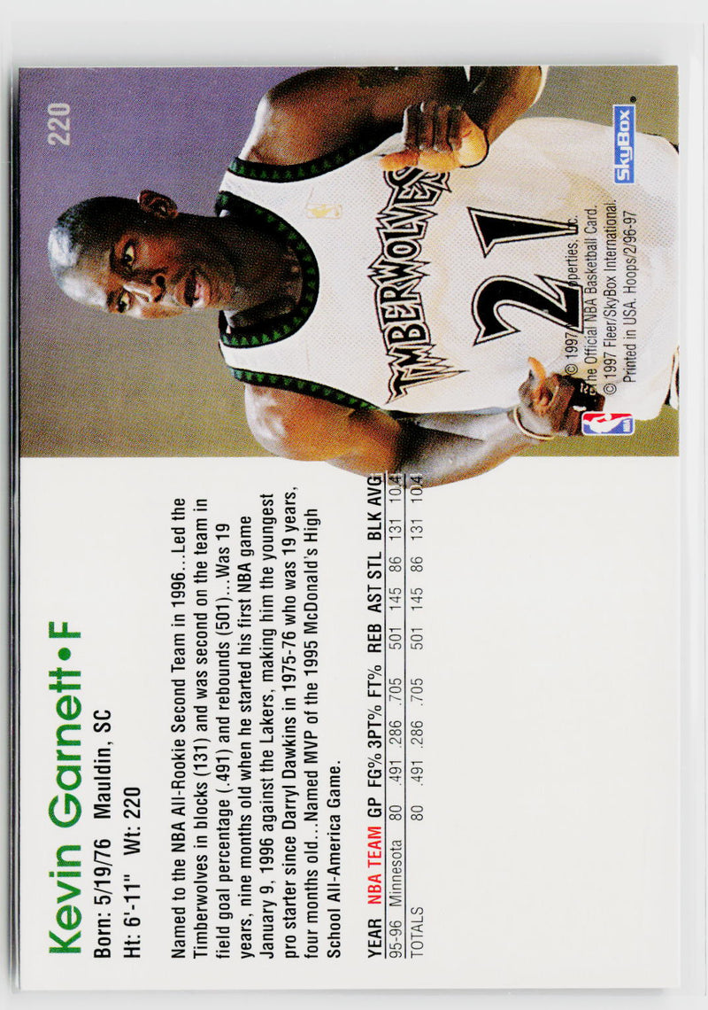 1996-97 Hoops #220 Kevin Garnett-2