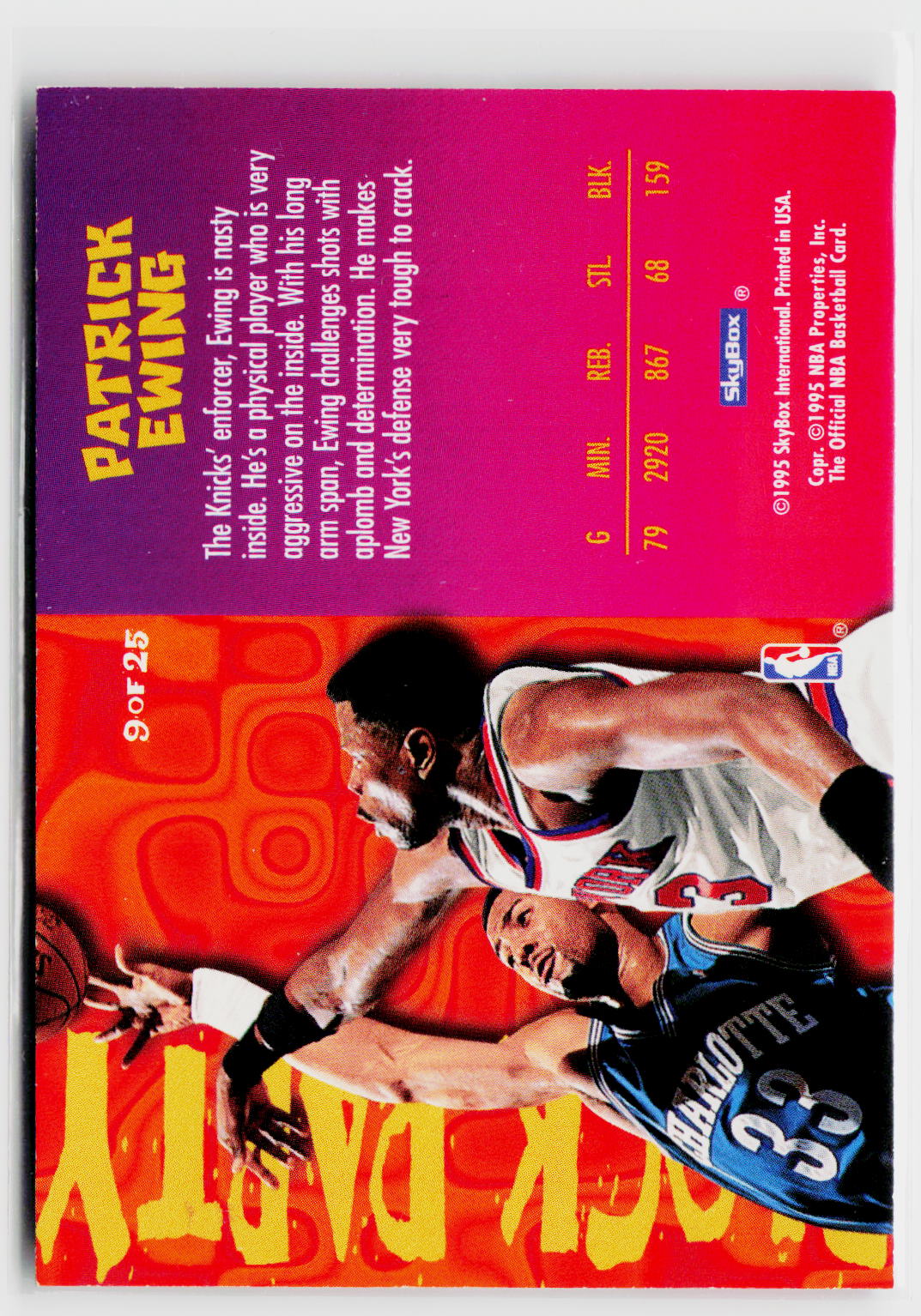 1995-96 Hoops #9 Patrick Ewing Block Party-2
