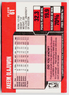 1989-90 Fleer #61 Akeem Olajuwon-2