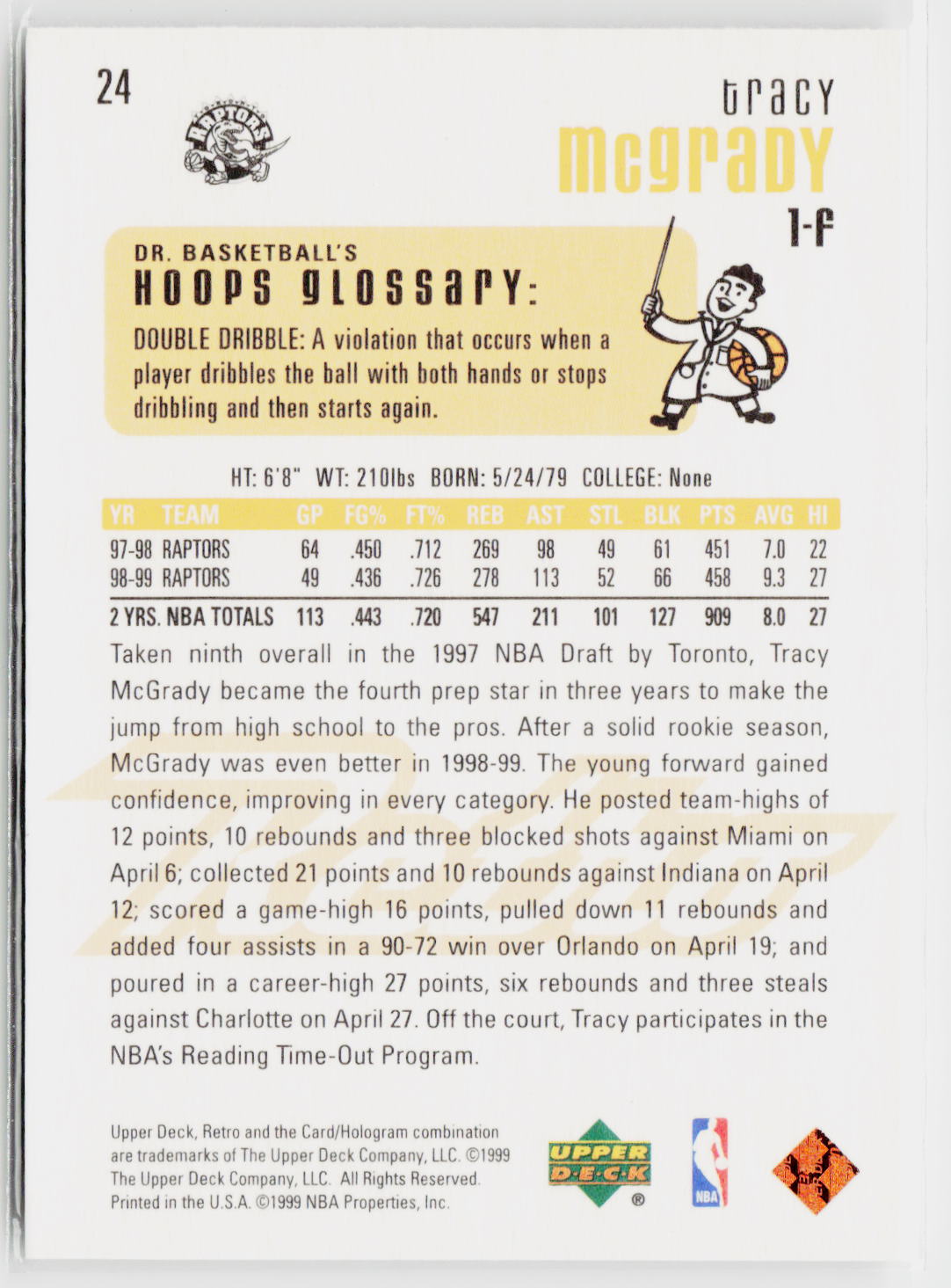 1999-00 Upper Deck Retro #24 Tracy McGrady-2