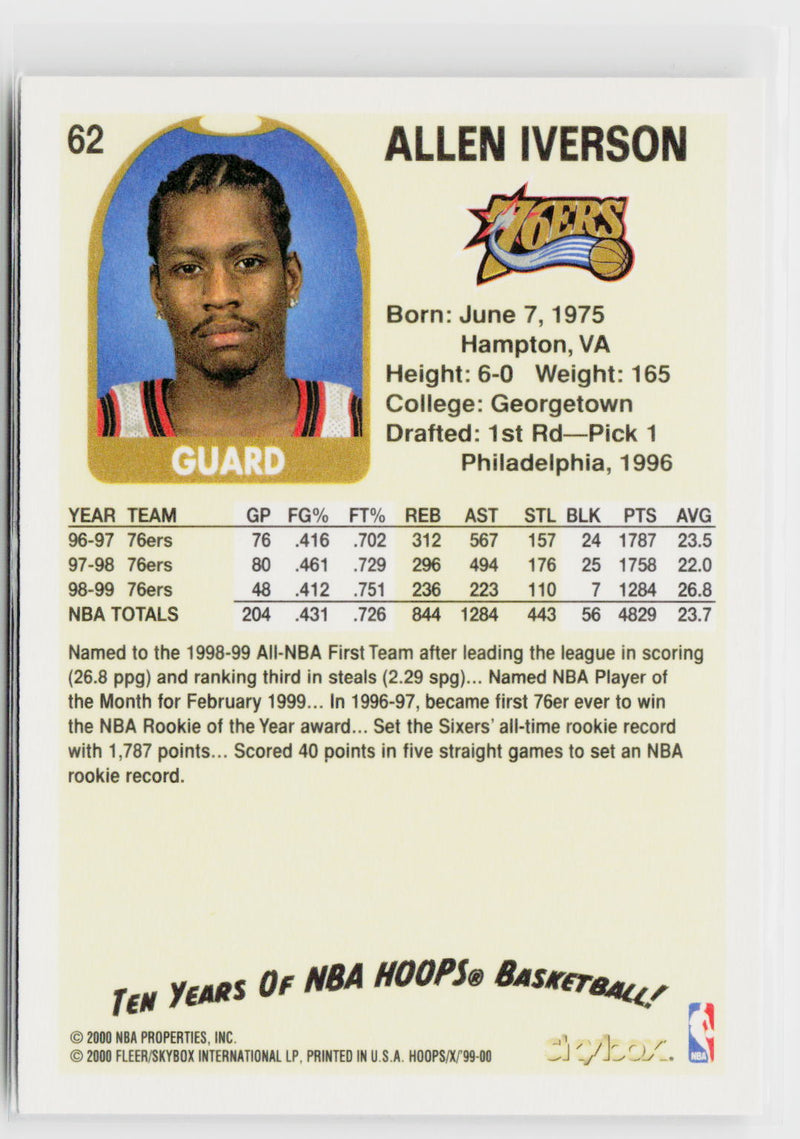 1999-00 Hoops Decade #62 Allen Iverson-2
