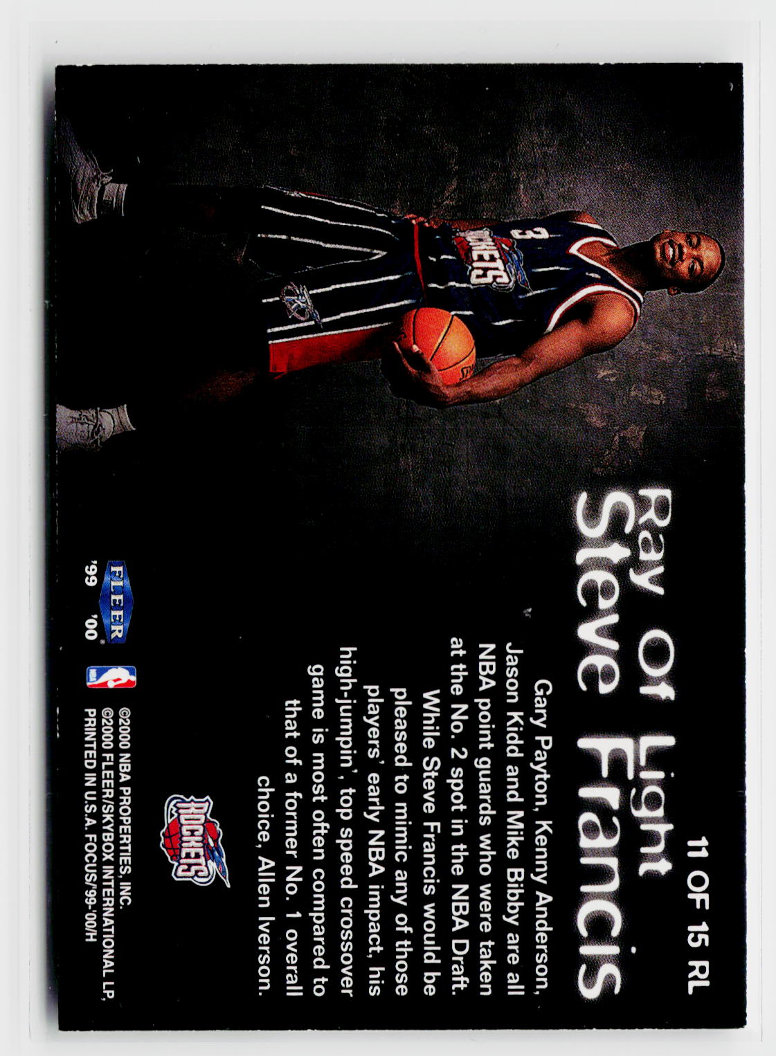 1999-00 Fleer Focus #11 RL Steve Francis Ray of Light-2