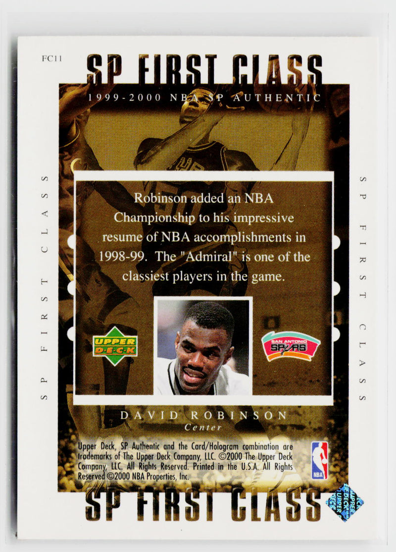 1999-00 SP Authentic #FC11 David Robinson First Class-2