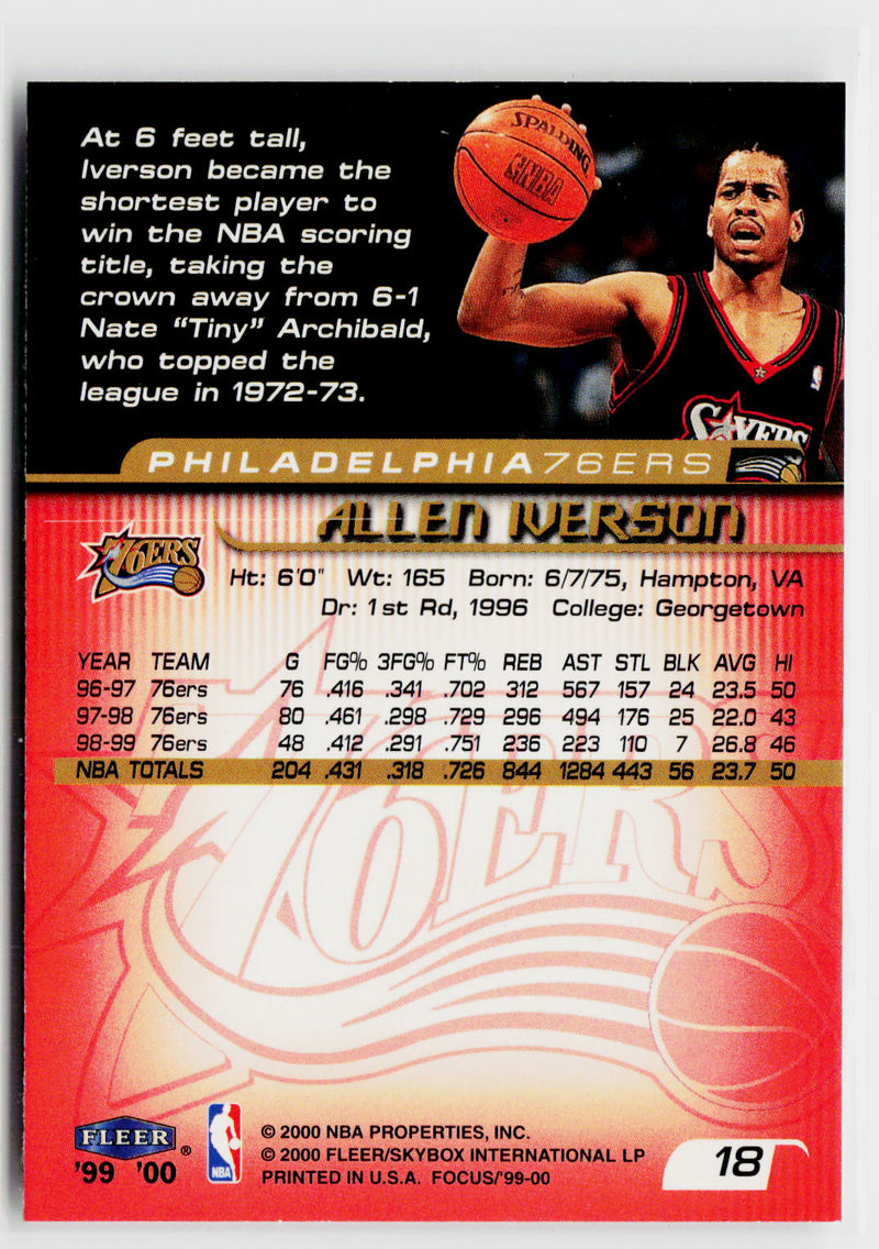 1999-00 Fleer Focus #18 Allen Iverson-2