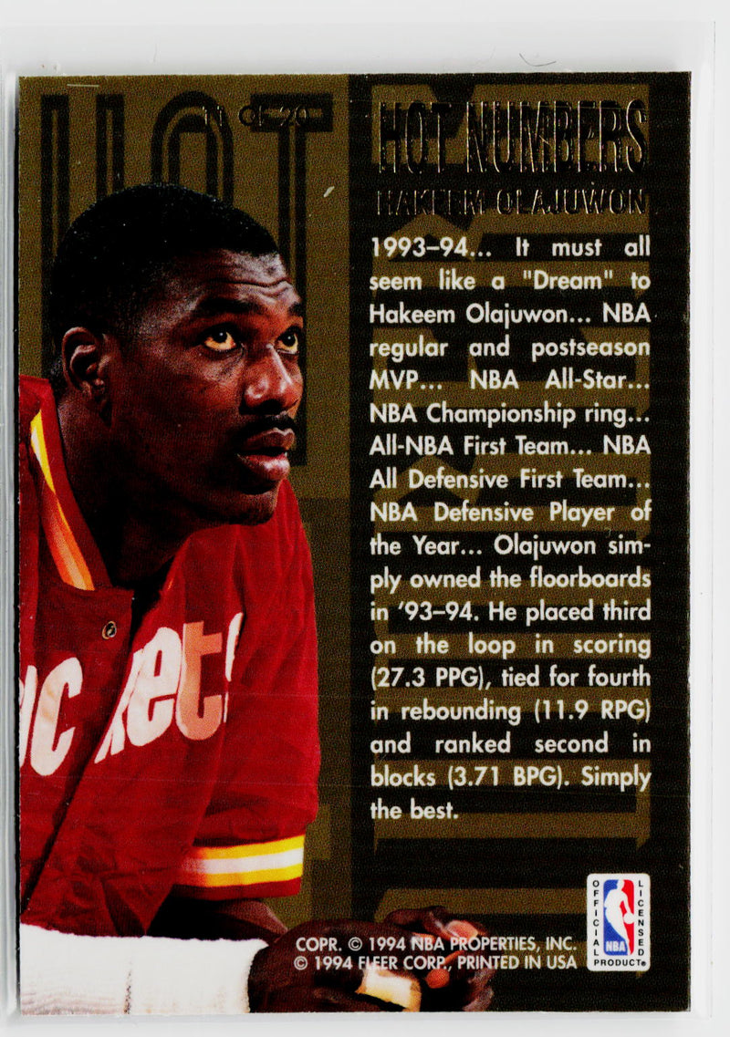 1994-95 Flair #11 Hakeem Olajuwon Hot Numbers-2