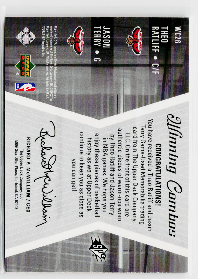2003-04 SPx #WC26 Theo Ratliff / Jason Terry Winning Materials Combos-2