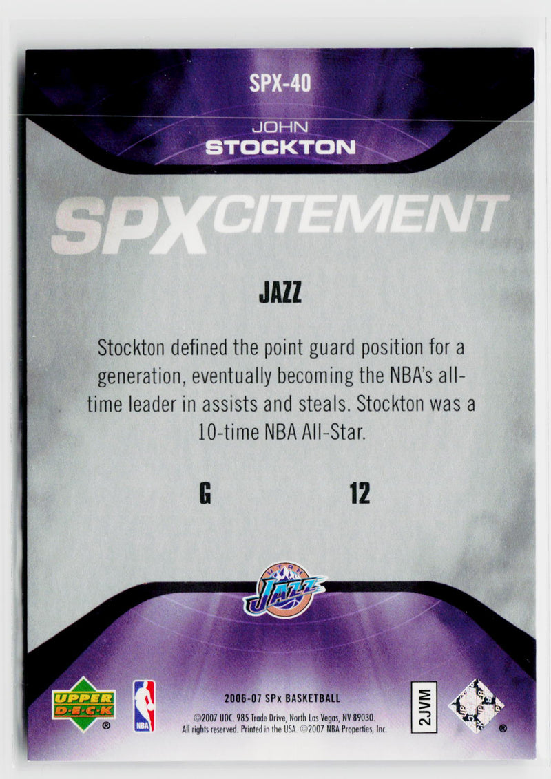2006-07 SPx #SPX-40 John Stockton SPXcitement #/2999-2
