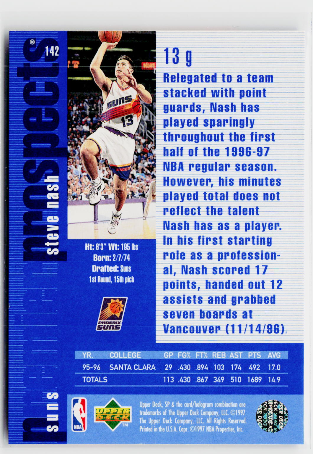 1996-97 SP #142 Steve Nash-2