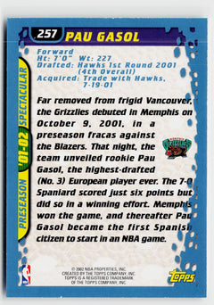 2001-02 Topps #257 Pau Gasol-2