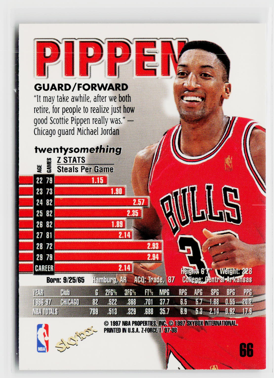 1997-98 SkyBox Z-Force #66 Scottie Pippen-2