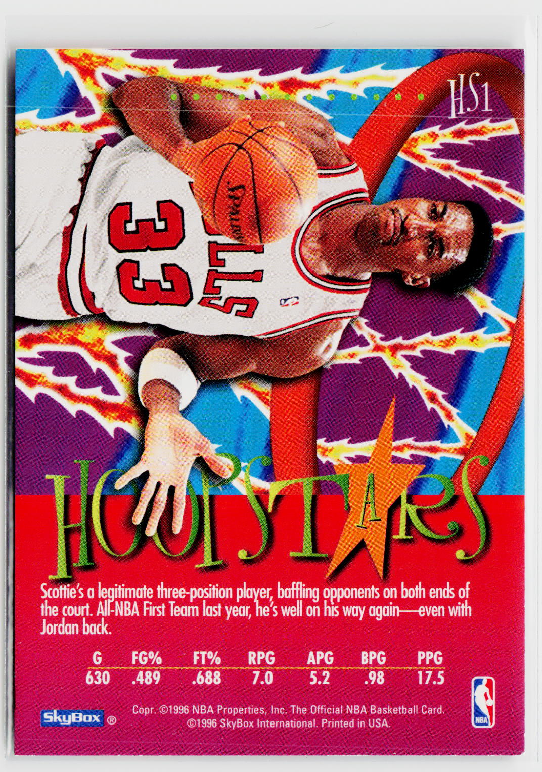 1995-96 Hoops #HS1 Scottie Pippen Hoopstars-2