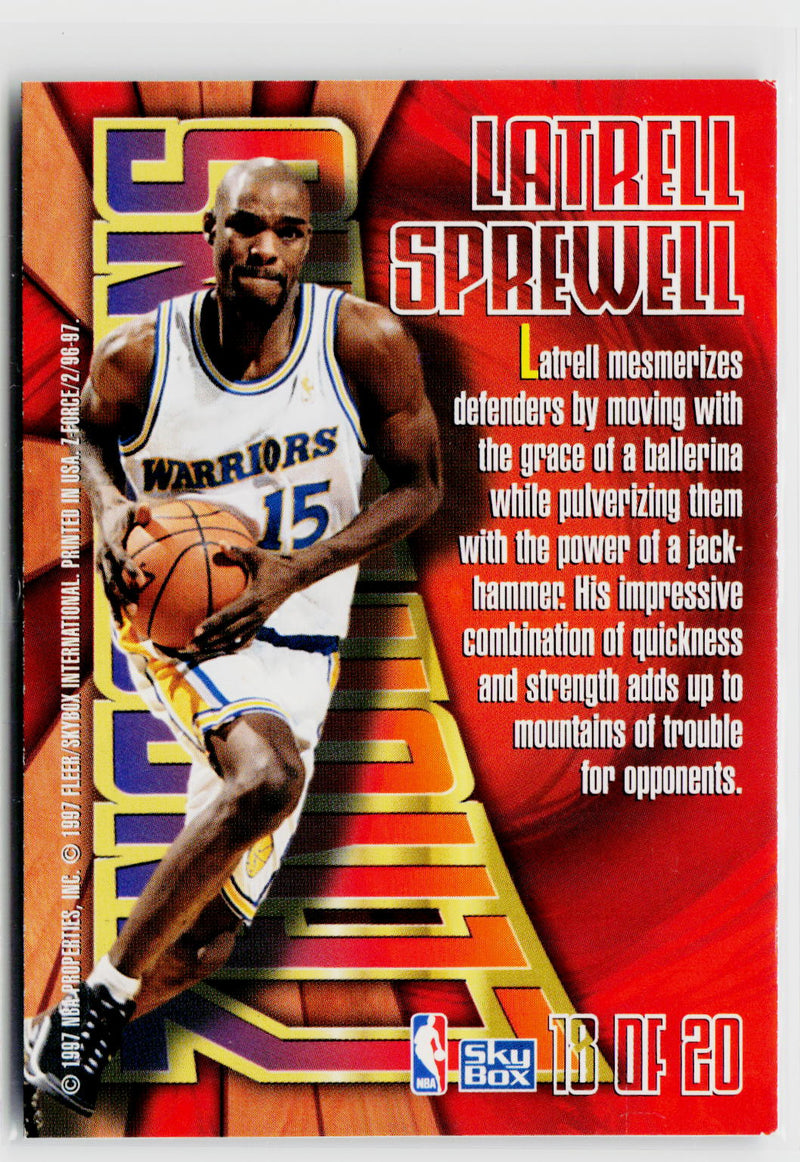 1996-97 SkyBox Z-Force #18 Latrell Sprewell Zensations-2