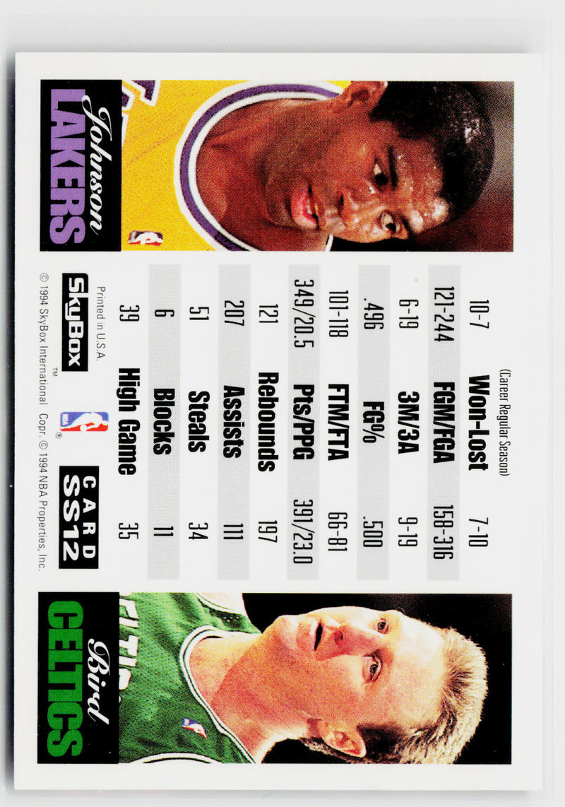 1993-94 SkyBox Premium #SS12 Magic Johnson / Larry Bird Showdown Series-2