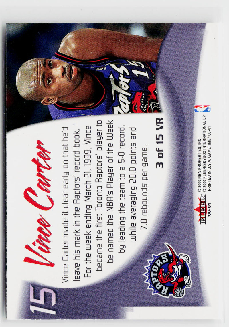 2000-01 Fleer Game Time #3 VR Vince Carter Vince and the Revolution-2