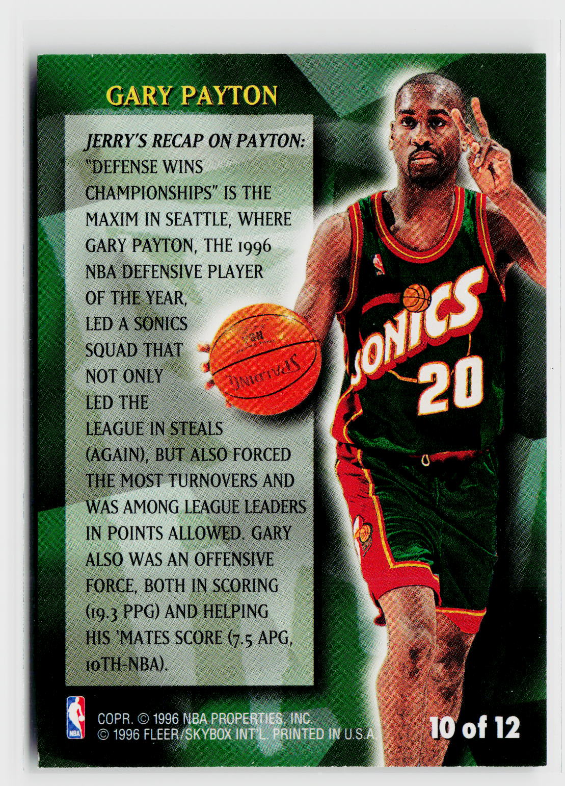1996-97 Fleer European #10 Gary Payton Stackhouse's All-Fleer-2