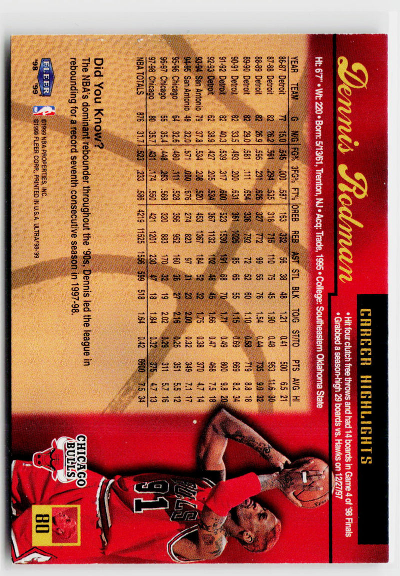 1998-99 Ultra #80 Dennis Rodman-2