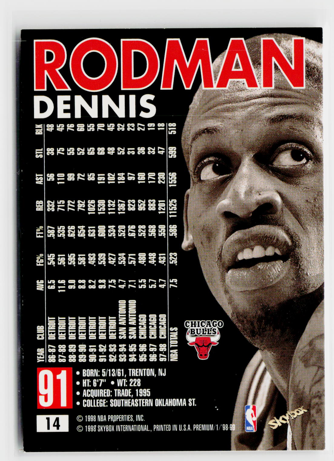 1998-99 SkyBox Premium #14 Dennis Rodman-2