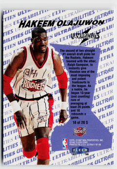 1997-98 Ultra #18 S Hakeem Olajuwon Ultrabilities Starter-3