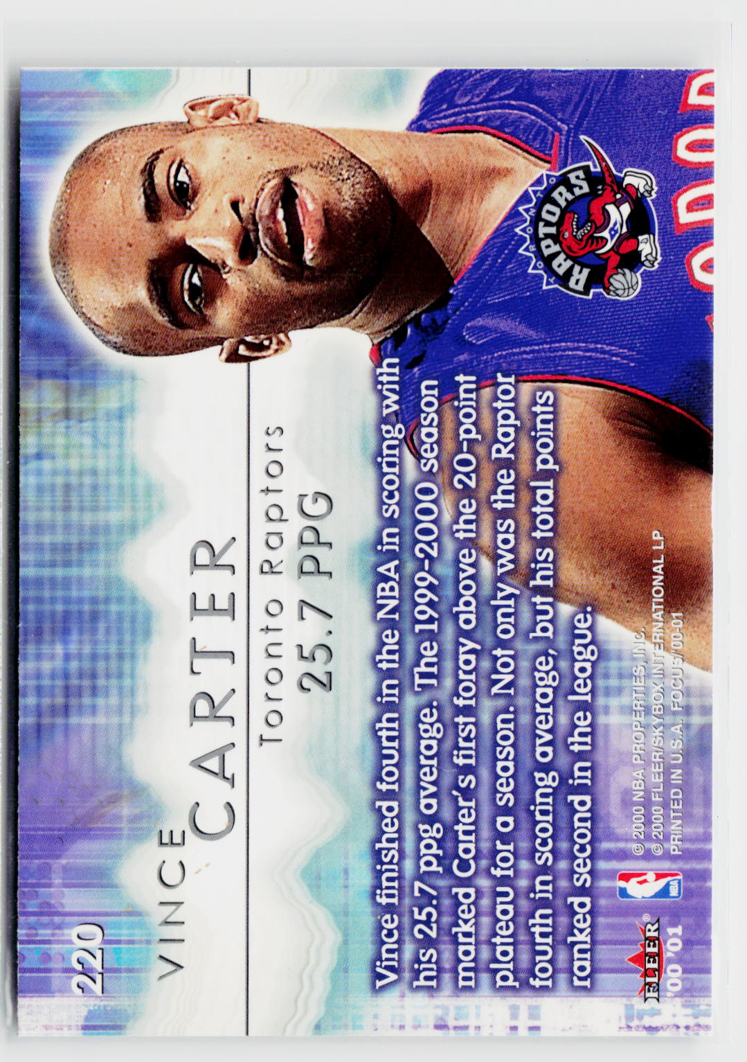 2000-01 Fleer Focus #220 Vince Carter-3