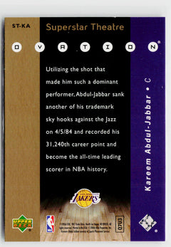 2006-07 Upper Deck Ovation #ST-KA Kareem Abdul-Jabbar Superstar Theatre-2
