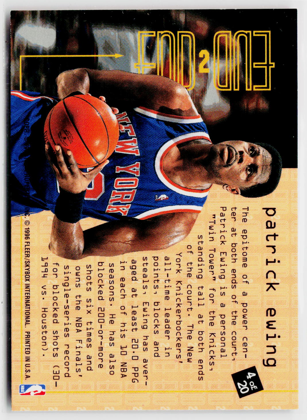 1995-96 Fleer #4 Patrick Ewing End 2 End-2