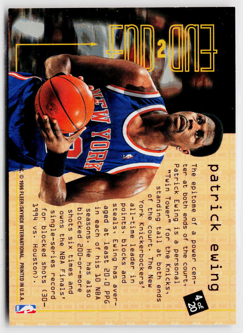 1995-96 Fleer #4 Patrick Ewing End 2 End-2