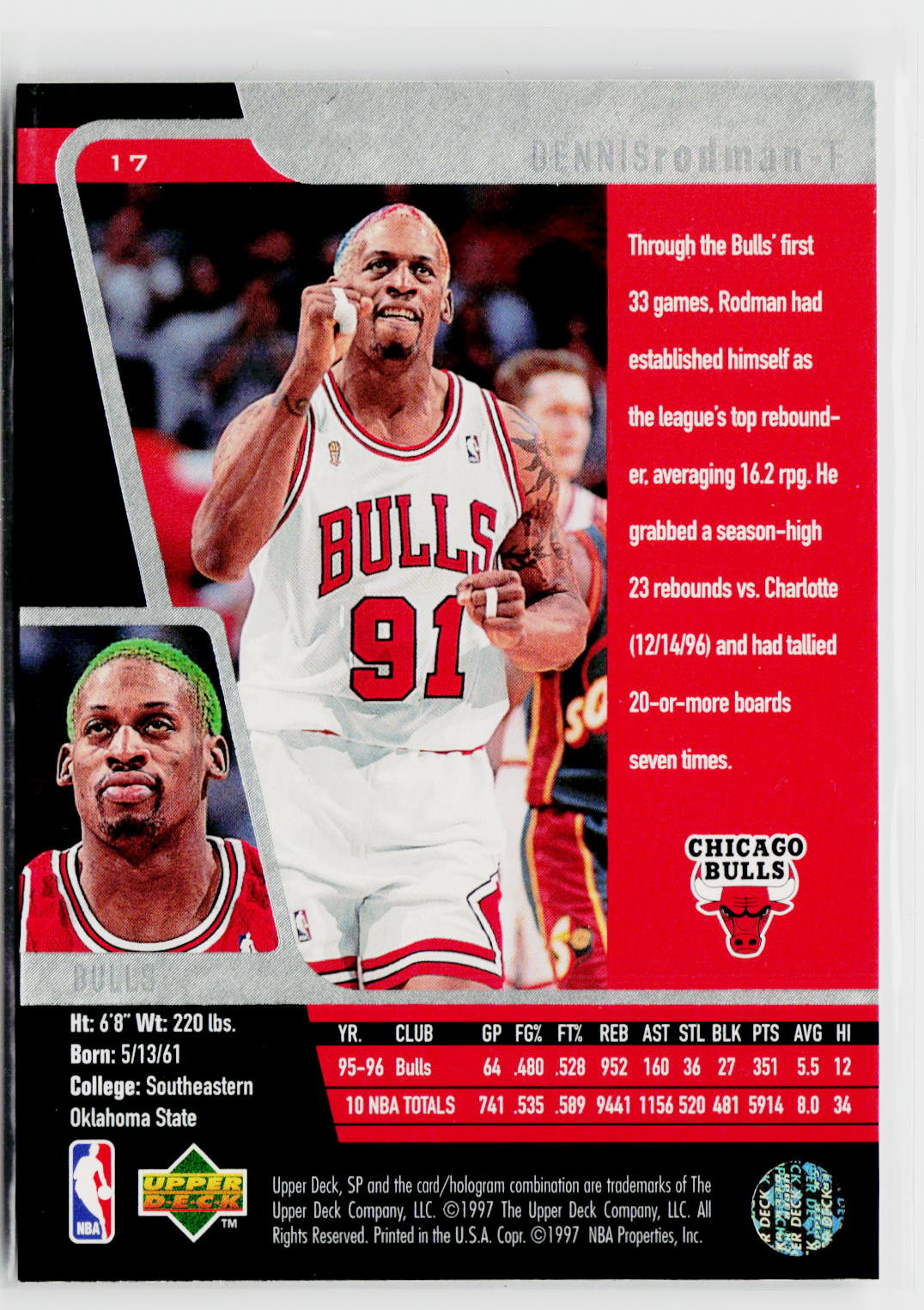 1996-97 SP #17 Dennis Rodman-4