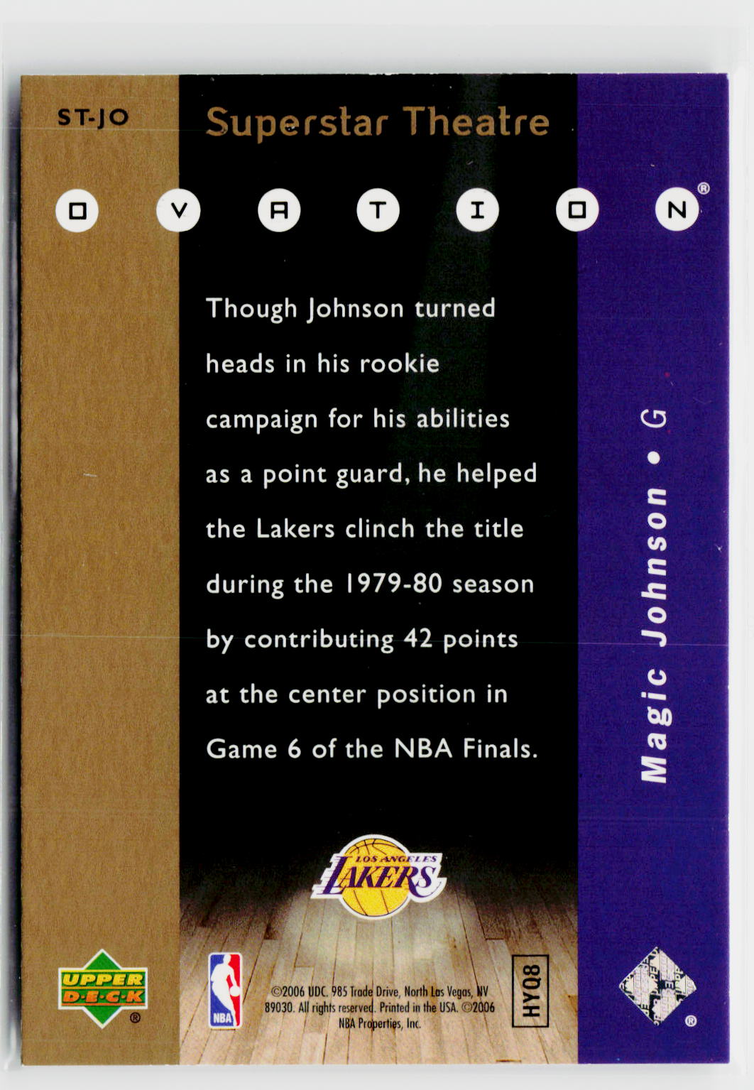 2006-07 Upper Deck Ovation #ST-JO Magic Johnson Superstar Theatre