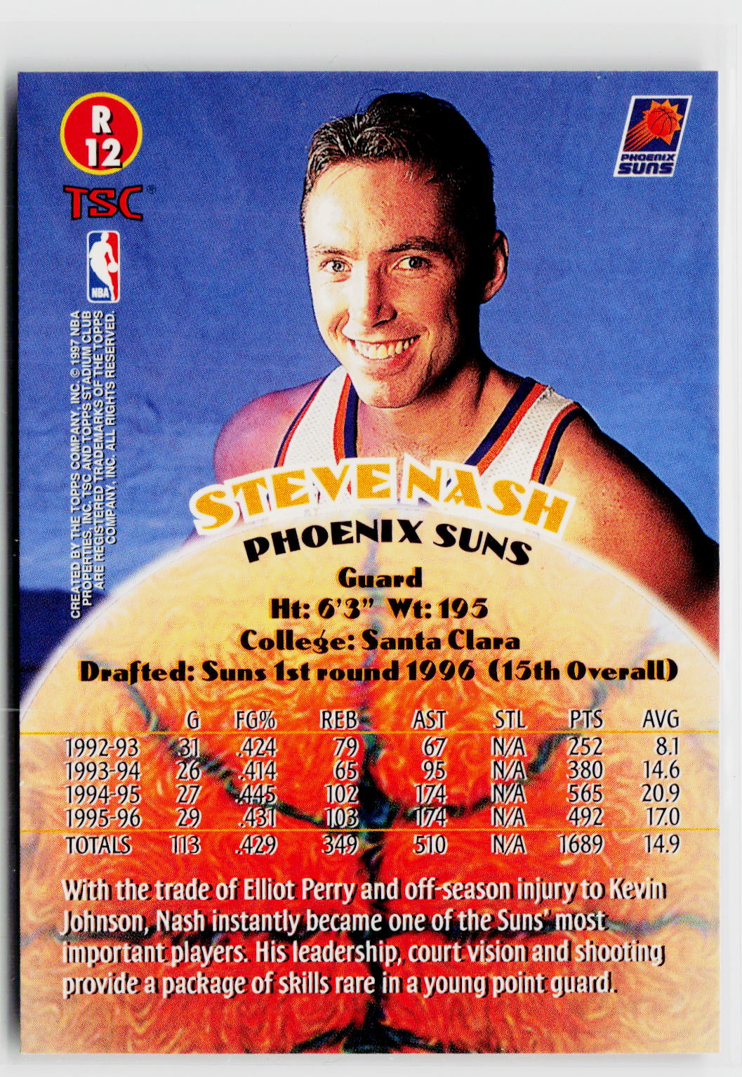 1996-97 Stadium Club #R12 Steve Nash Rookies (Series Two)-2
