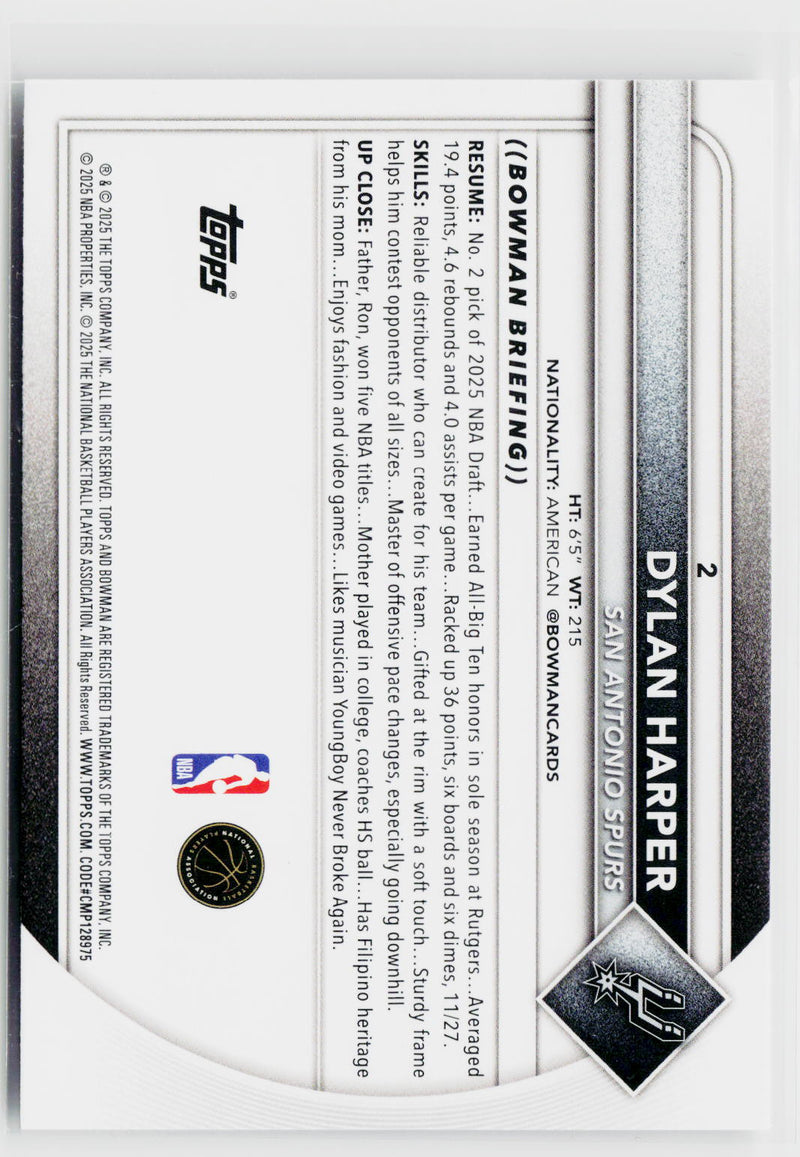 2025-26 Bowman #2 Dylan Harper-2