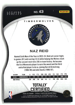 2024-25 Panini Totally Certified #43 Naz Reid Mirror Red Platinum Die Cuts #/125-2
