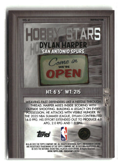 2025-26 Bowman #HS-4 Dylan Harper Hobby Stars Refractor-2
