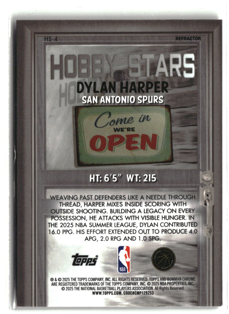 2025-26 Bowman #HS-4 Dylan Harper Hobby Stars Refractor-2