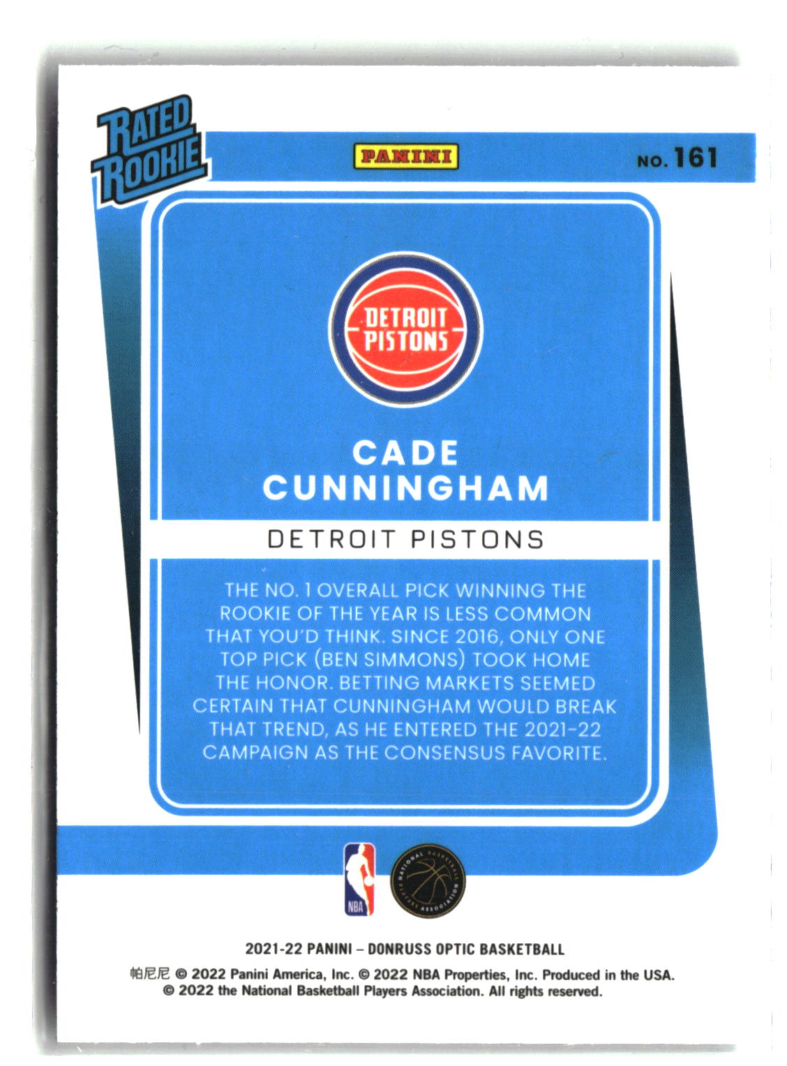 2021-22 Donruss Optic #161 Cade Cunningham-2