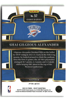2023-24 Panini Select #57 Shai Gilgeous-Alexander Silver Prizms-2