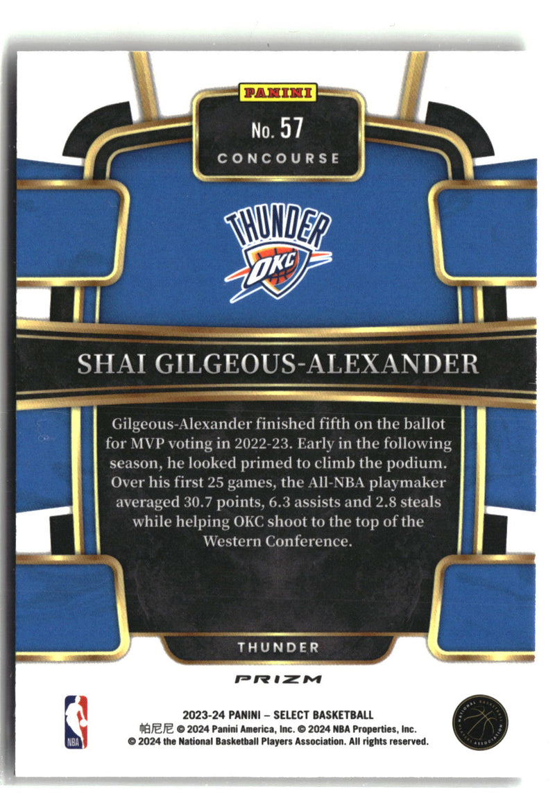 2023-24 Panini Select #57 Shai Gilgeous-Alexander Silver Prizms-2