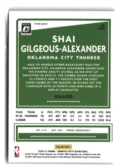 2020-21 Donruss Optic #143 Shai Gilgeous-Alexander Silver Pulsar-4