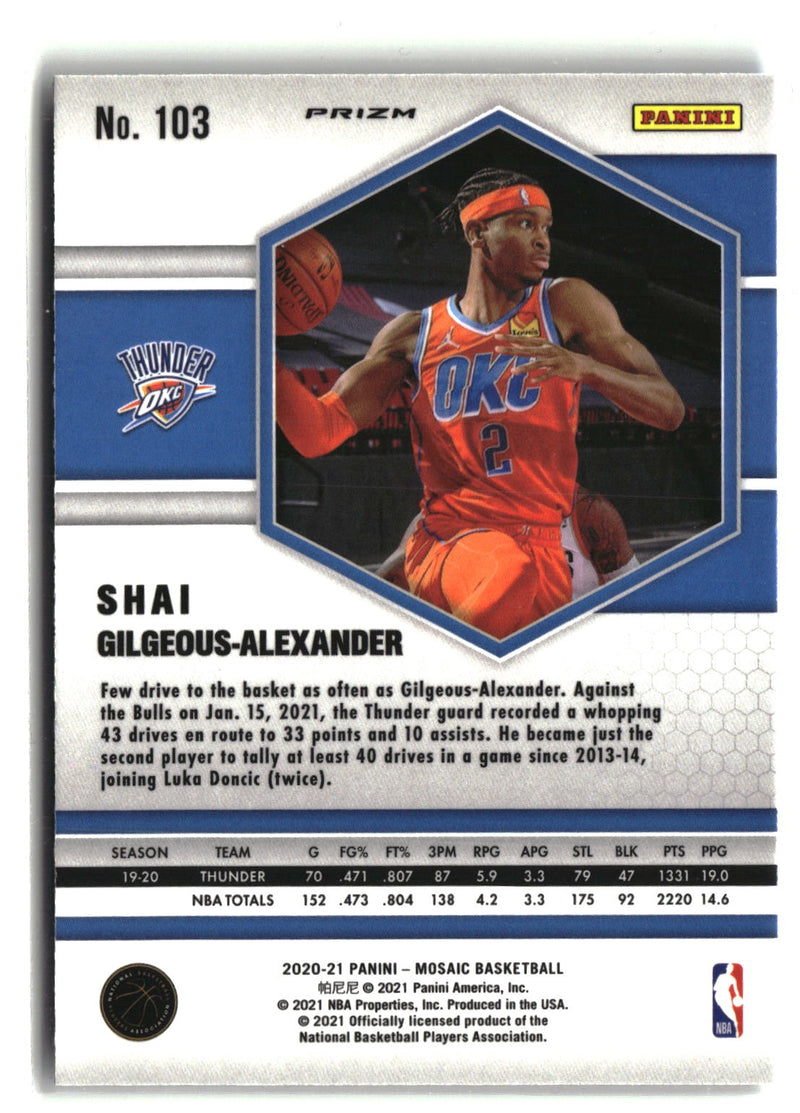 2020-21 Panini Mosaic #103 Shai Gilgeous-Alexander Mosaic Green-2