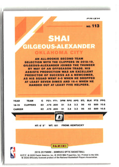 2019-20 Donruss Optic #113 Shai Gilgeous-Alexander Hyper Pink-2